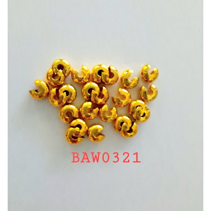 Crimp beads cover 5 mm gold plated isi 24 pcs