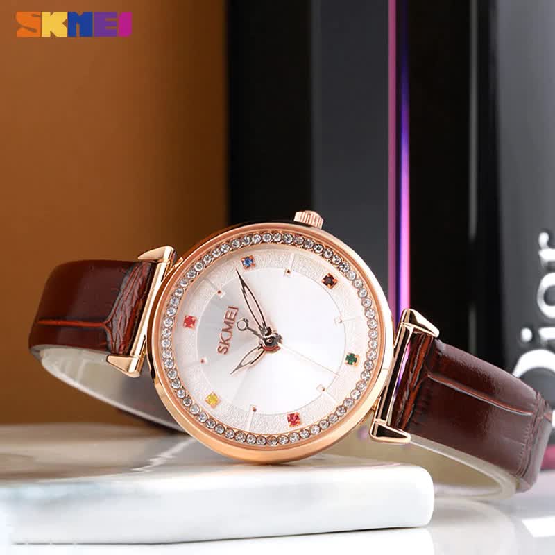 Jam Tangan Wanita SKMEI 1780 Kulit Women's Watches Ladies Quartz Clock Anti Air