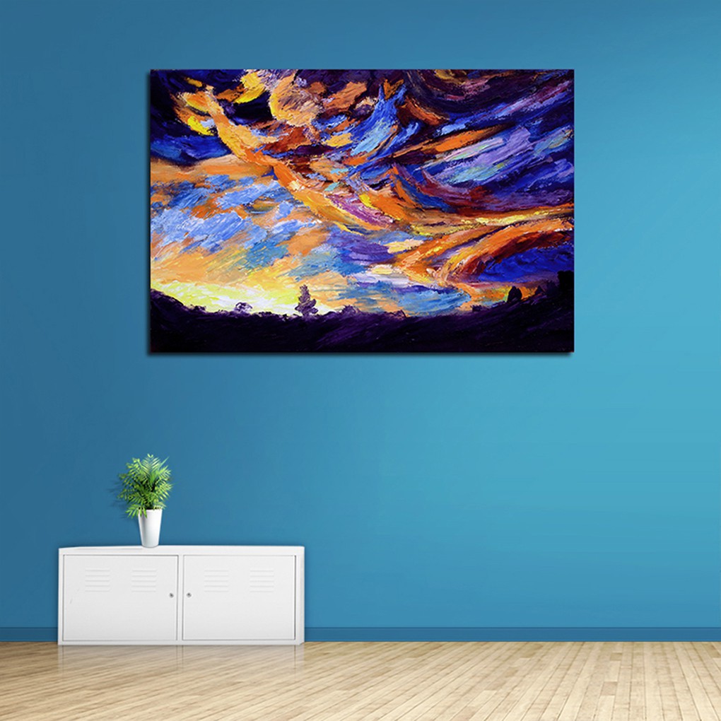 Lukisan Dinding Desain Pemandangan Impressionism Warna Warni