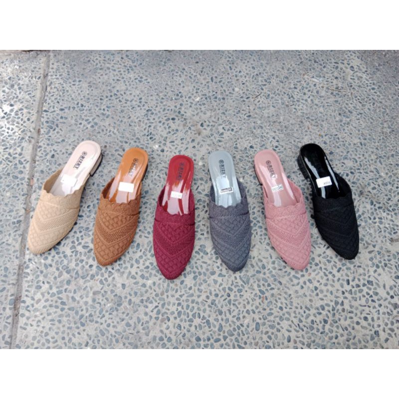 Sandal Slop Rajut/Sandal wedjes rajut hak 3cm
