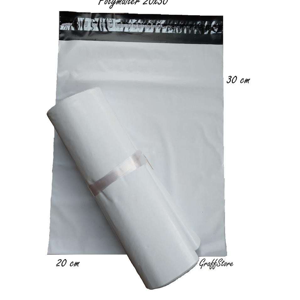 

DZD4 Plastik Polymailer 20x30 isi 100 pcs plastik amplop packing online shop putih mengkilap tebal