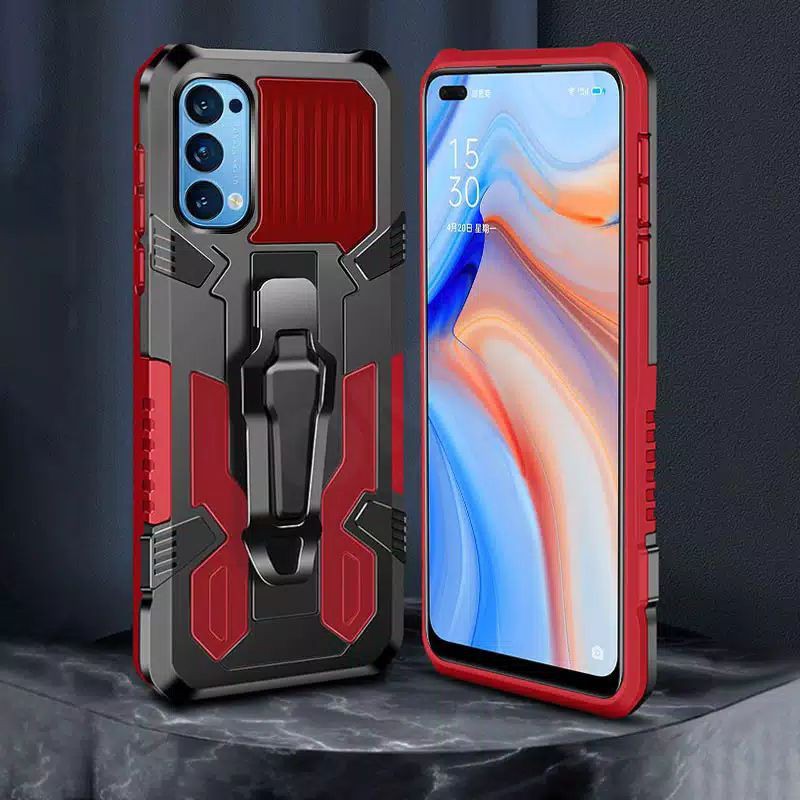 Hard Case Oppo Reno 2F Reno 4 Reno 4F Reno 5 Reno 5F Reno 6 Case H8 I-Crystal Transformer Robot Ironman Kickstand