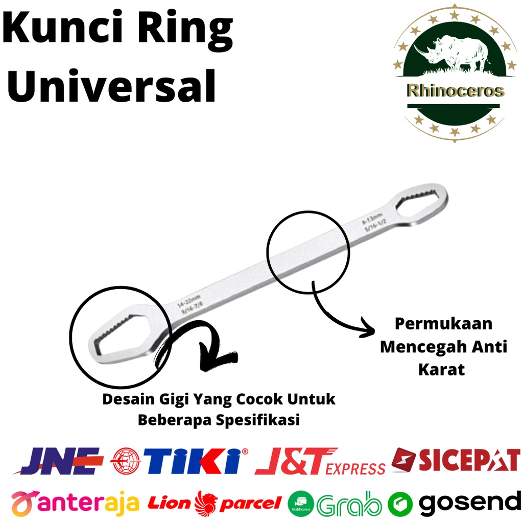 Kunci Inggris/ Kunci Pas / Kunci Ring / Kunci Inggris Serbaguna Universal  14mm-22mm Dan 8mm-13mm