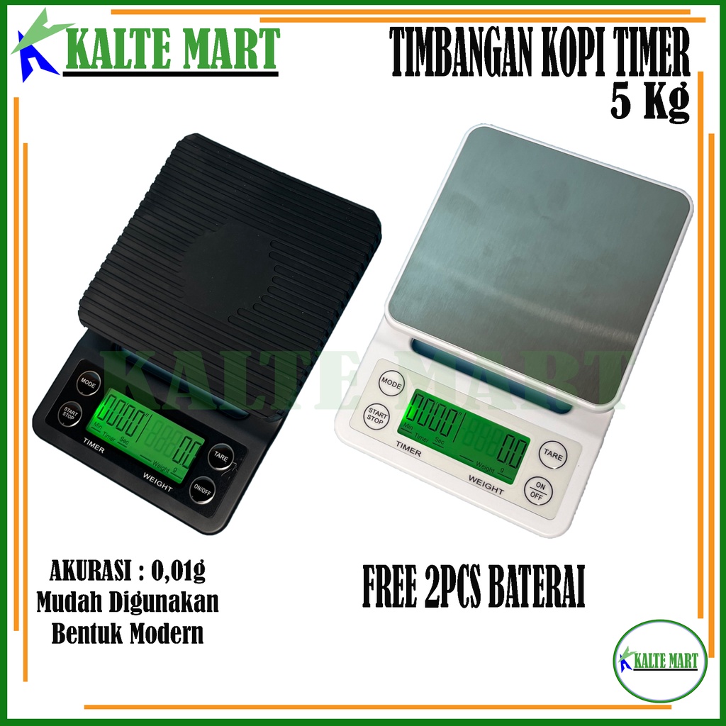 Timbangan Kopi Digital dengan timer 5KG / 0.1GR Digital Timer Coffee Scale 0.1Gr Timbangan timer 5kg timbangan dapur kitchen scale 5kg  timbangan 5kg