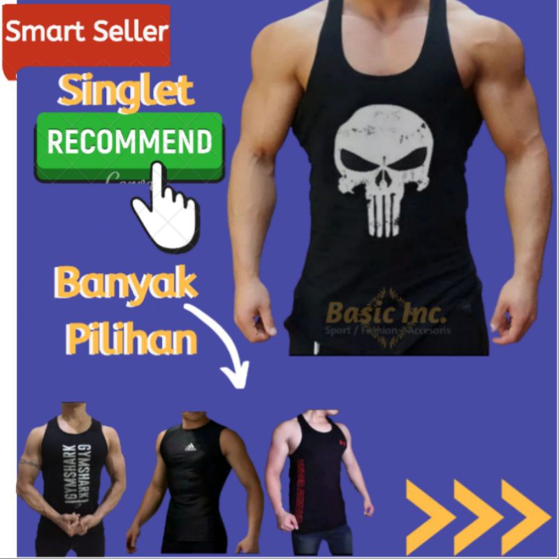 KAOS SINGLET COWOK / LOWCUT LEKBONG TANKTOP GYM FITNESS OLAHRAGA TRAINING JOGGING LARI PRIA COWO