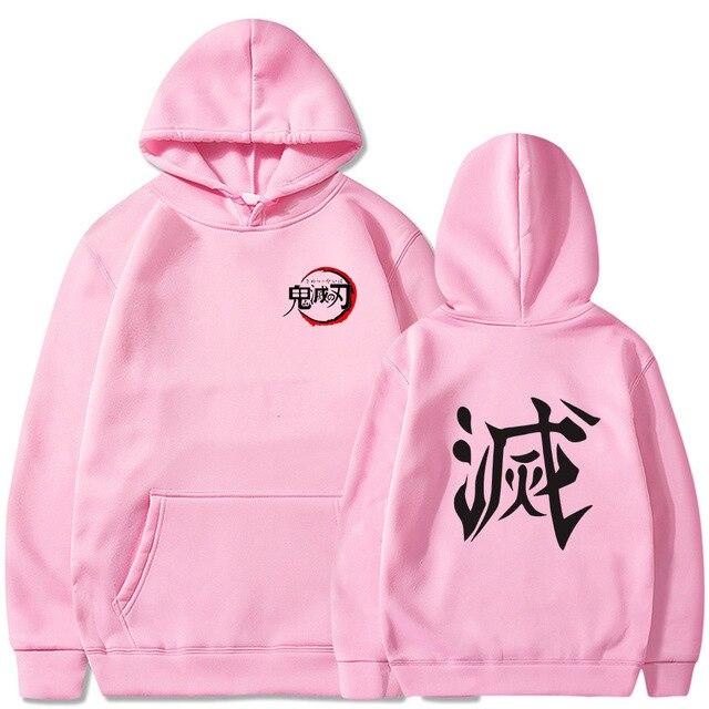 Sweater Anime DEMON SLAYER Oblong / Hoodie DESTROY KANJI SIMBOL Jumper Pria Wanita Size S M L XL XXL XXXL