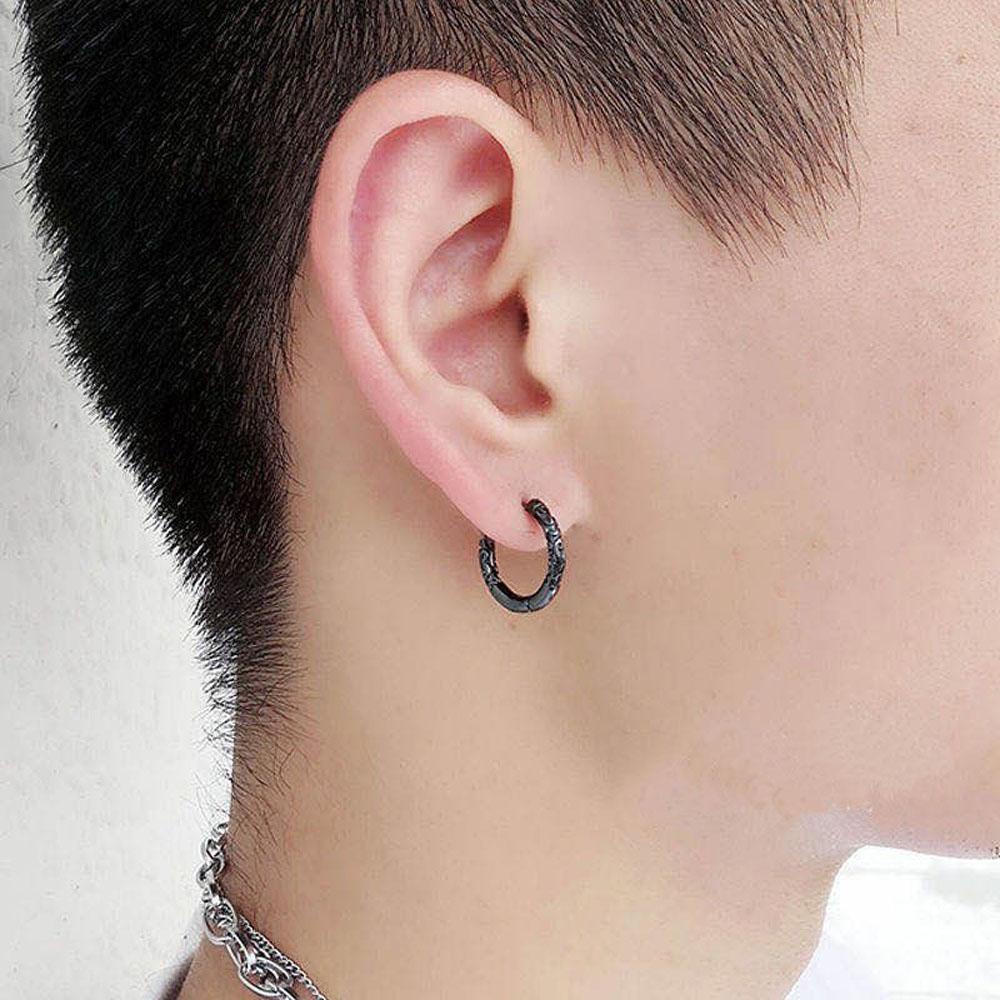 Needway Ear Hoop Kreatif Unisex Lingkaran Ukir Wanita Pria Klip Telinga Bulat