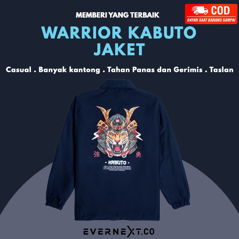 Jaket Coach Pria KABUTO WARRIOR adem Anti Panas Anti Gerimis Bahan Taslan L XL XXL Outdoor Casual Santai Jalan Kampus Kantor Kuliah Keren COD