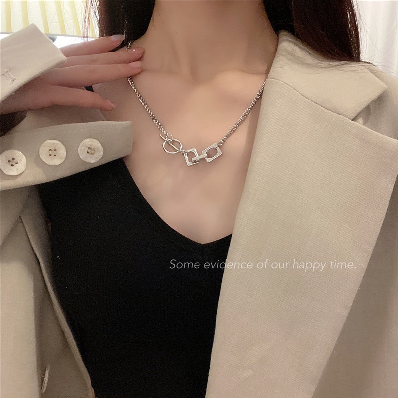 Ot Kalung Rantai Clavicle Simple Trendy Dengan Gesper Untuk Wanita