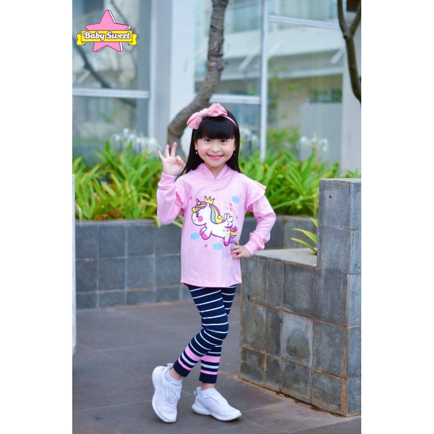 Setelan anak unicorn hoodie By Baby sweet