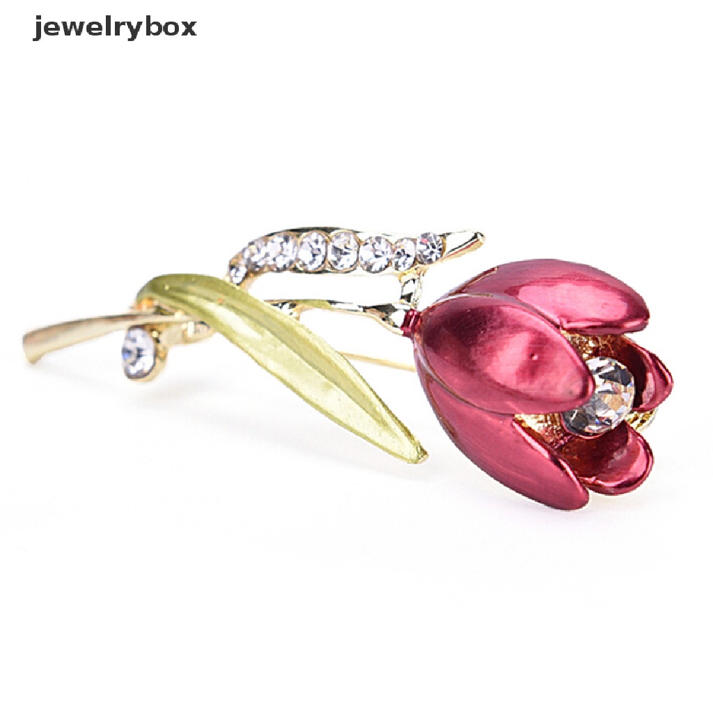 [jewelrybox] Pin Bros Bunga Tulip Elegan Berlian Imitasi Kristal Aksesoris Baju Perhiasan Butik