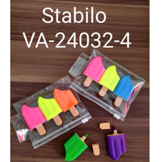 

Stabillo ice cream (isi 3 pcs) fancy set, highlighter lucu set, stabillo fancy cute,