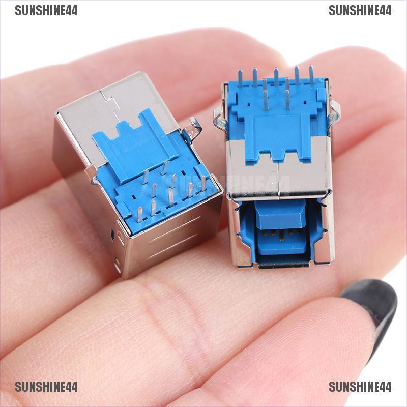 (SUNSHINE44) 10pcs Konektor Plug jack USB 3.0 Tipe B Female Sudut Kanan AF