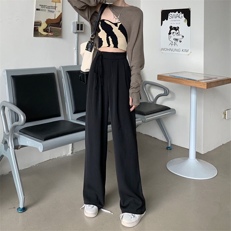 XIAOZHAINV Celana Wanita Korean Style High Waist Loose Pants HW0038/Celana Kantor Formal/Celana Kulot Wanita