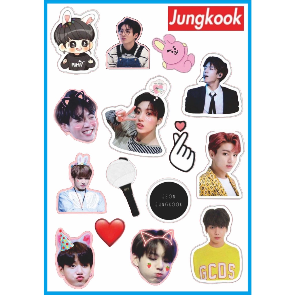 Stiker KPOP BTS JUNGKOOK [ISI 15PCS]  Sticker Setiker case Laptop | HP | BINDER |  Helm | Motor Anti