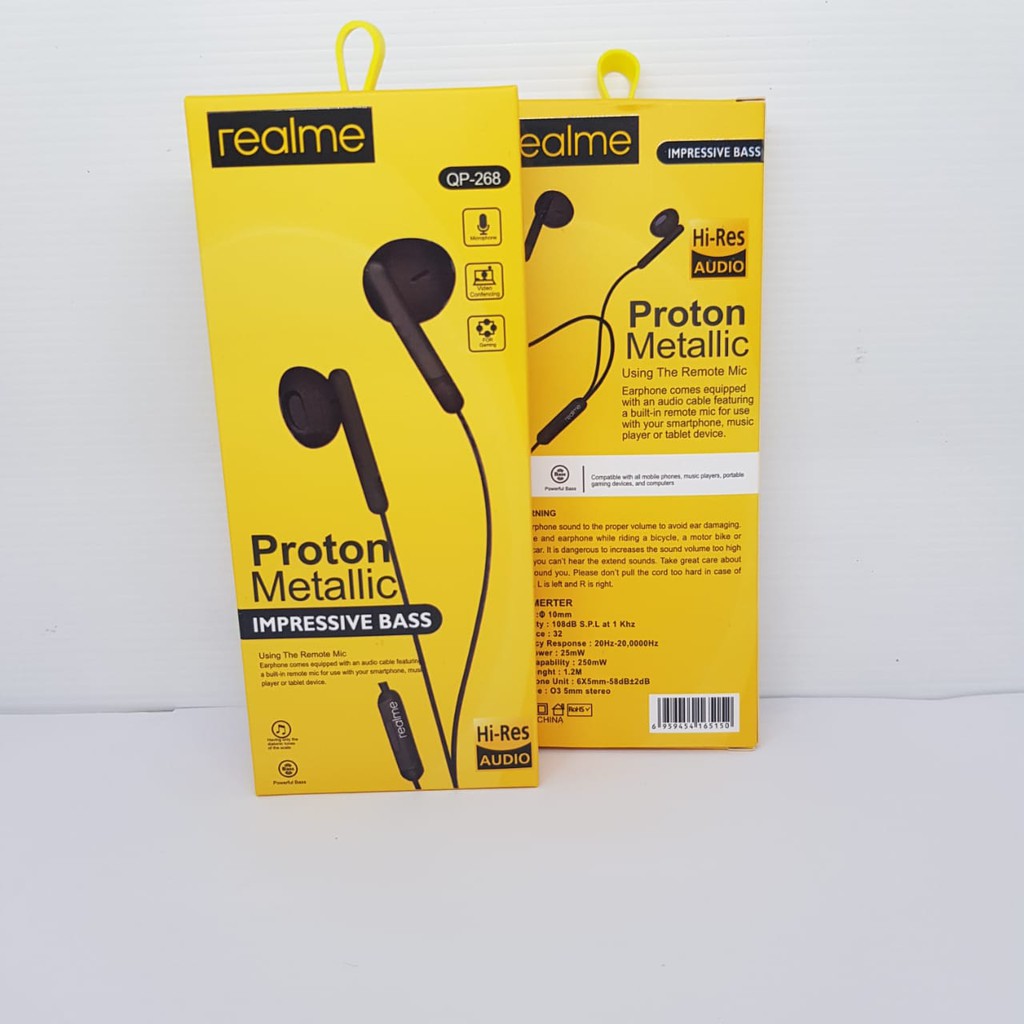 Handsfree Earphone Realme QP-268 Proton Metalic Impressive Bass [kk]