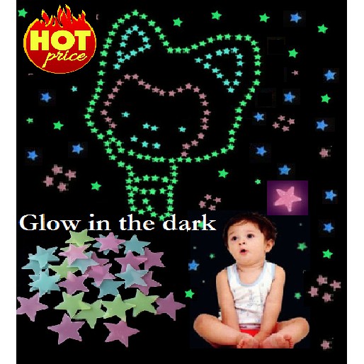 DALAM NEGERI Wall Sticker Star 3D Glow  In The Dark  