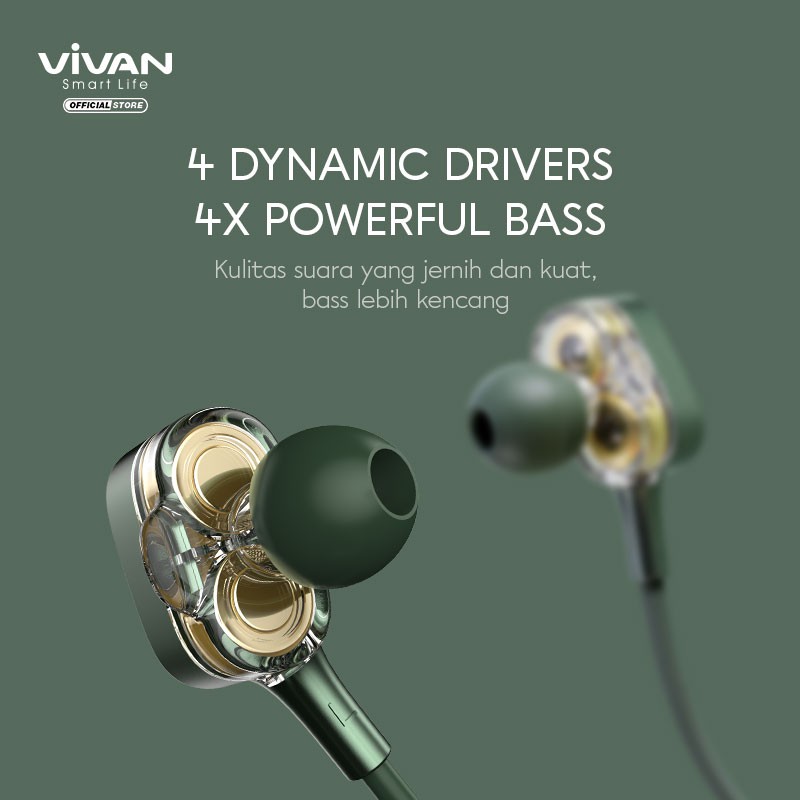 VIVAN Headset Bluetooth 5.0 Magnetic Bass Waterproof IPX4 Playtime 16 Jam Liberty N100 Garansi 1 Thn