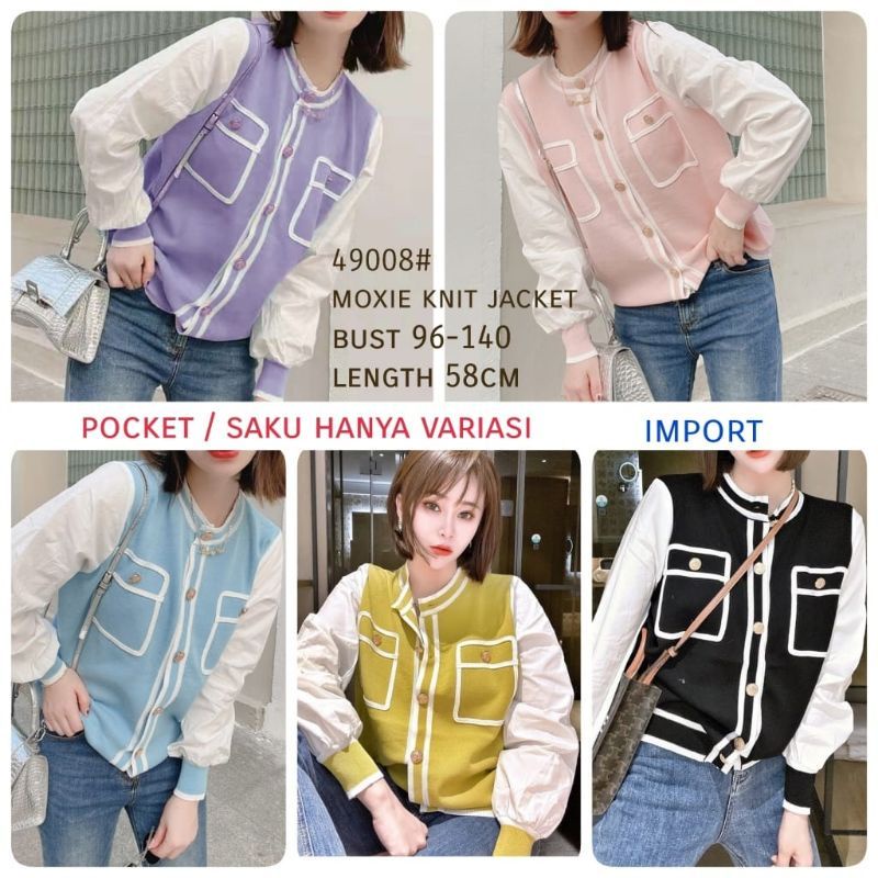 MDLV ~ 49008 MOXIE KNIT JACKET KOREA TERBARU JAKET RAJUT PREMIUM KEMEJA RAJUT COMBI FASHION IMPORT