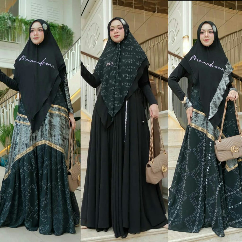 [MAIA ANDREAN] GAMIS SYARI / DRESS SET BLACK PRINTING MEWAH" THE REMAKE SERIES" By Maia Andrean