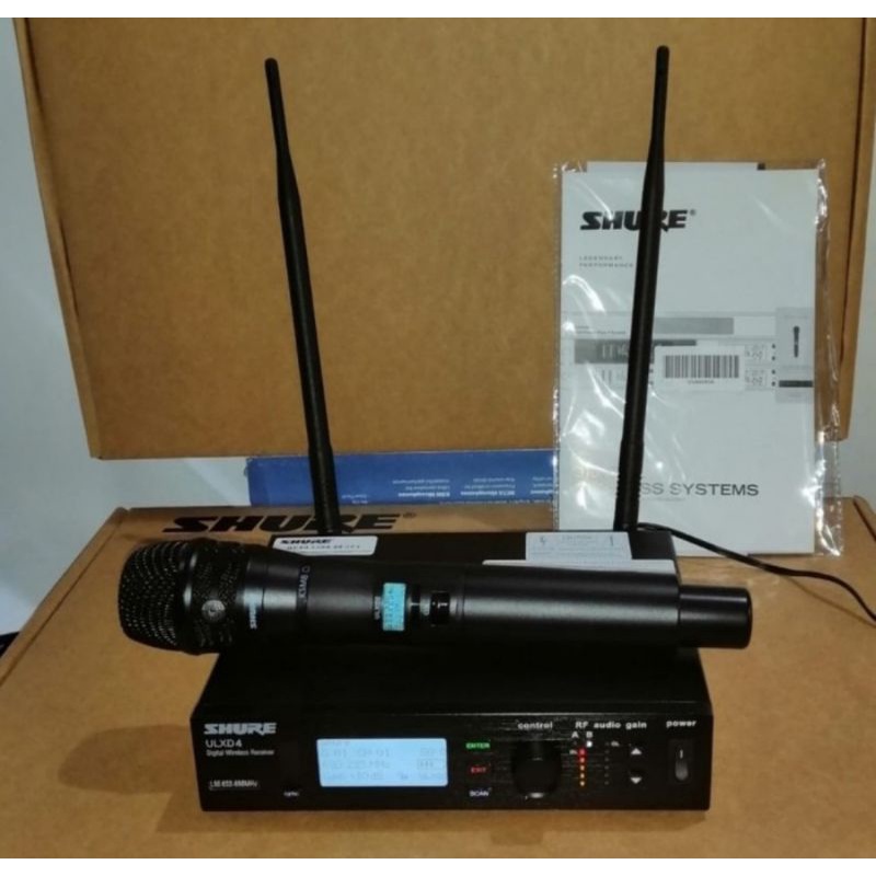 mic wireless SHURE ulxd 4 single mic handeld digital frequency