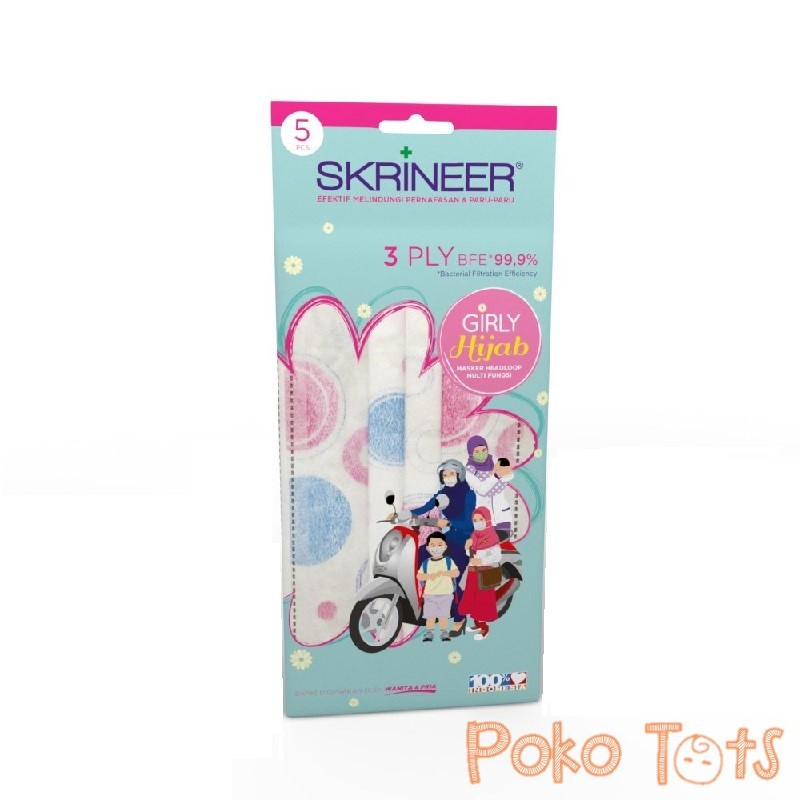 Skrineer Hijab Girly Masker Headloop Isi 5 pcs