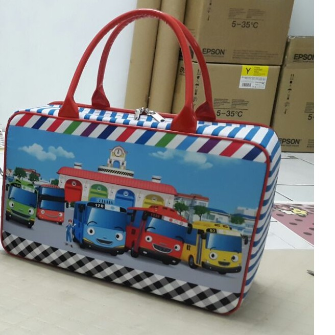 PA TRAVEL BAG SUPER KANVAS KARAKTER ANAK DEWASA (TAS KOPER JINJING/TAS RENANG) - TAYO LITTLE BUS - TA001