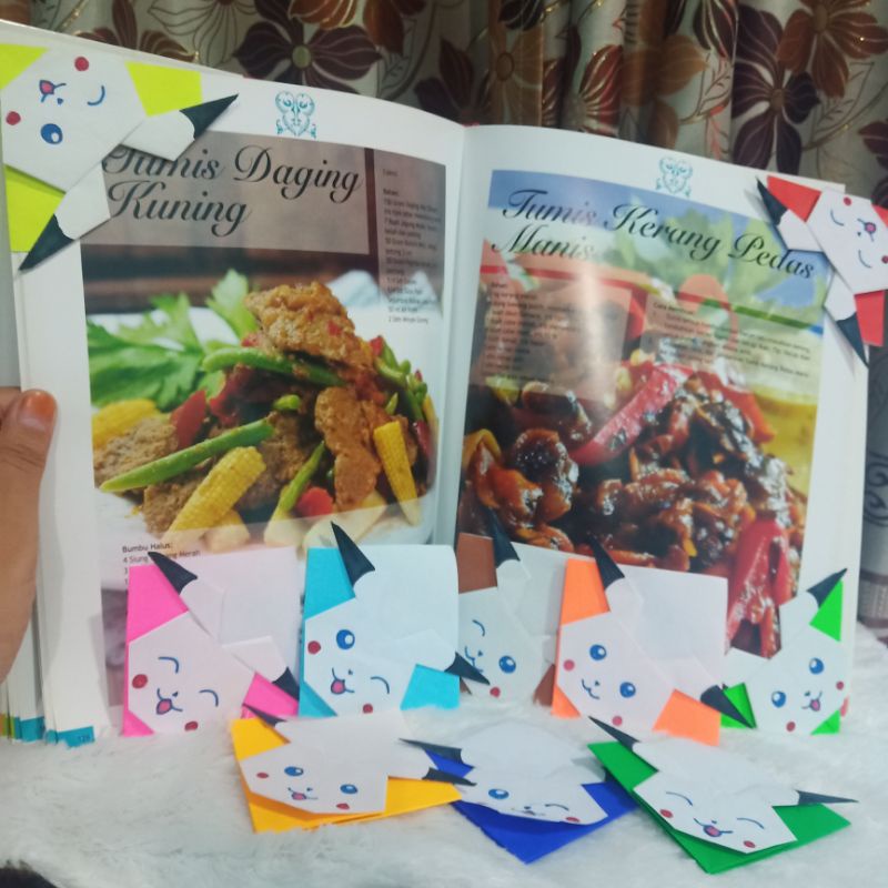 

Pembatas buku/bookmark DIY kertas origami isi 10 warna -PIKACHU_16x16