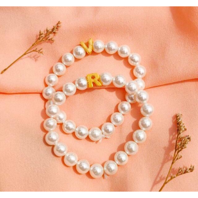 Gelang mutiara huruf Emas Asli boleh request huruf