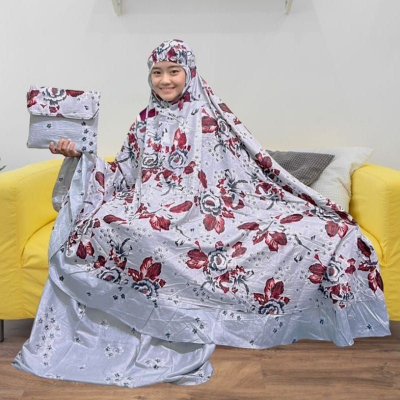 Mukena Dewasa Jumbo Katun Rayon Mukena Wanita Motif Bunga Alat Sholat MKN195