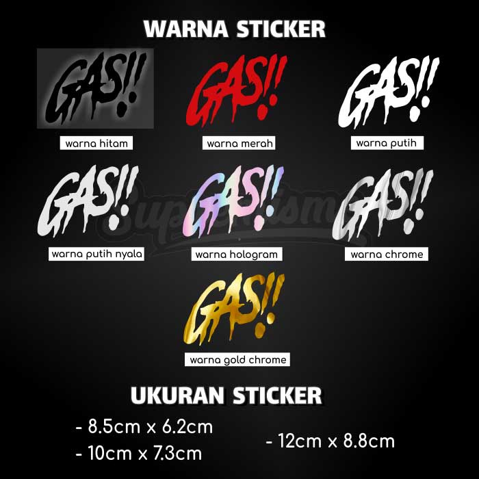 Stiker Tangki GAS !! / Sticker GAS!! / Stiker RX King GAS / Sticker Motor GAS Glossy Waterproof / Sticker Hologram GAS