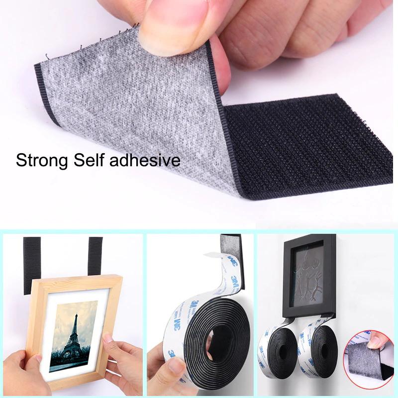 Grab NIKTO LAKBAN VELCRO HOOK AND LOOP MAGIC NYLON STICKER 50MM 30mm 1 METER ZNK006 M BLACK