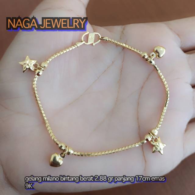 GELANG LOVE & VARIASI SOLITARE MATA EMAS KADAR 420