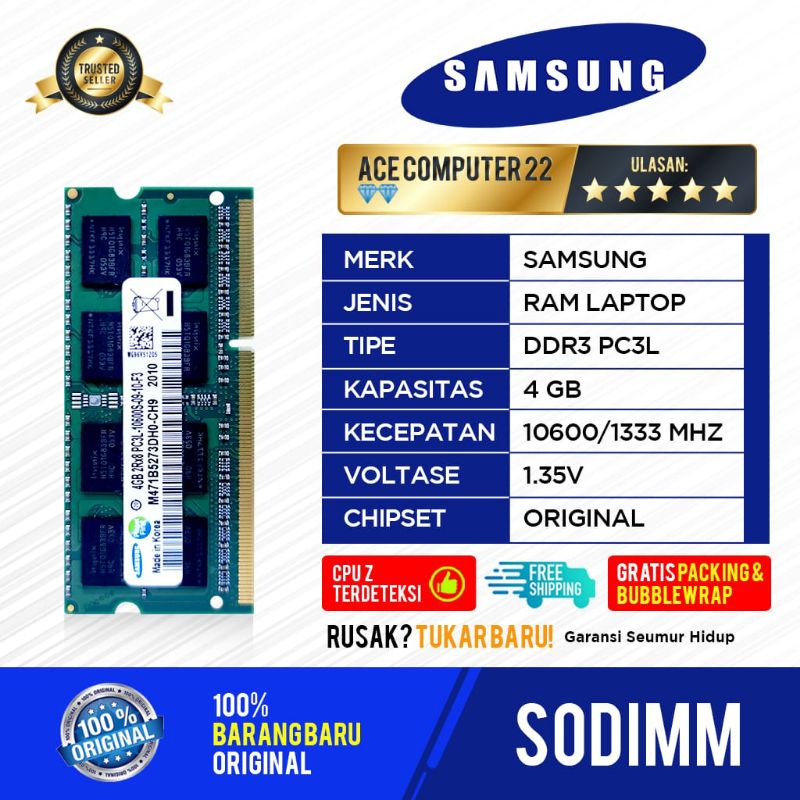 SAMSUNG SODIMM DDR3L 4GB PC 10600