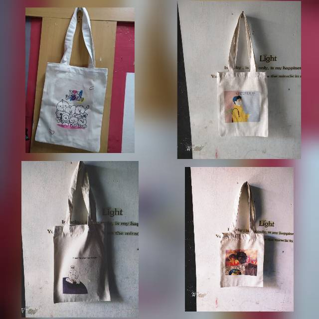Tote bag kanvas lucu murah bisa custom design