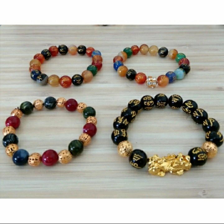 Gelang Pixiu import/gelang mantra tulisan tibet/gelang batu tibet