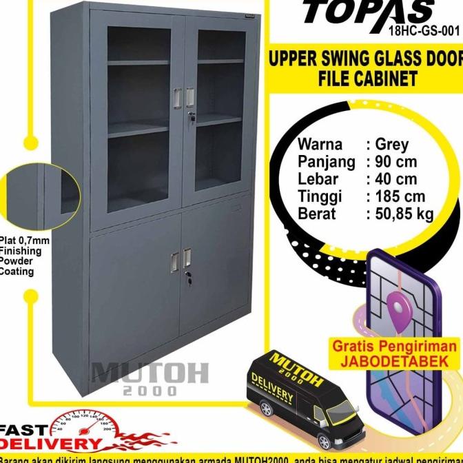 

DISKON LEMARI ARSIP LEMARI BESI FILLING CABINET 2 KACA 2 BESI TOPAS GS-001 ORIGINAL