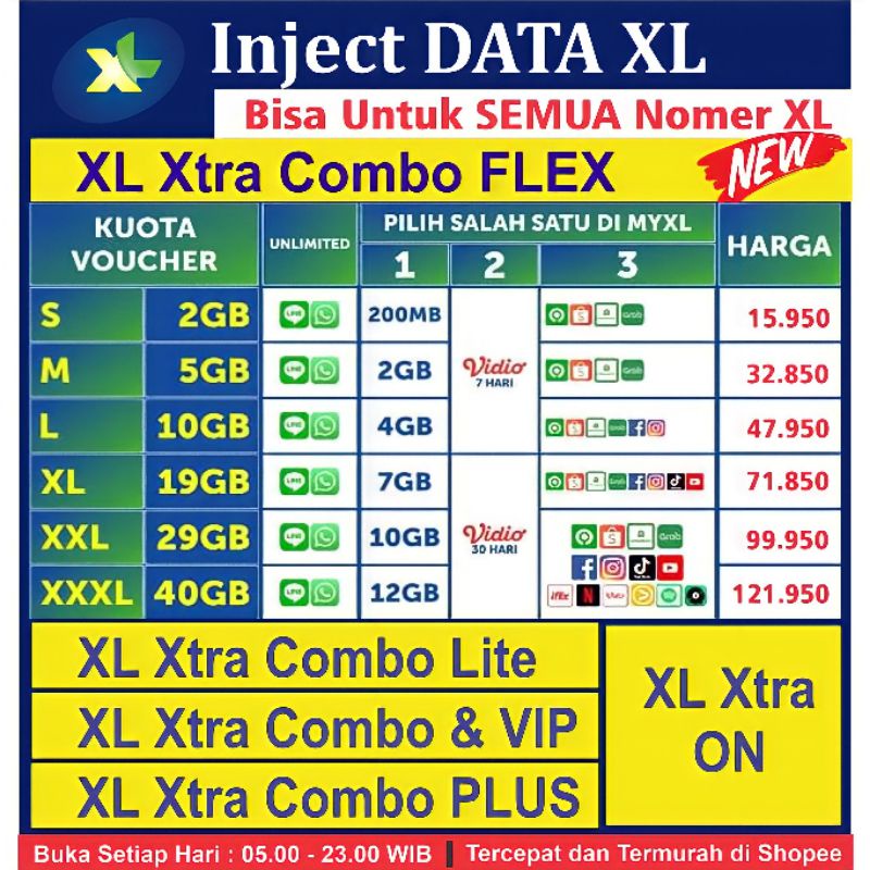 [TERMURAH] INJECT KUOTA XL XTRA COMBO FLEX