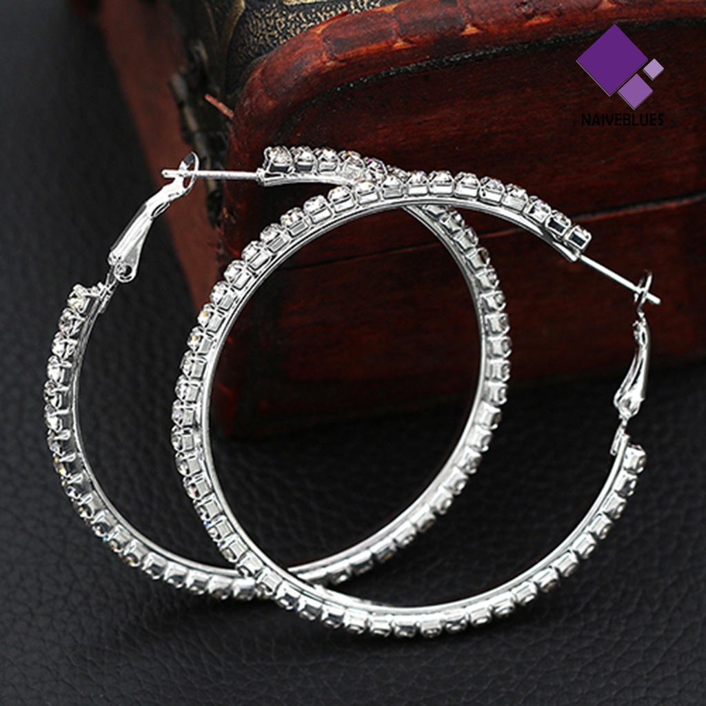 1 Pasang Anting Berlian Imitasi Bahan Alloy Untuk Wanita