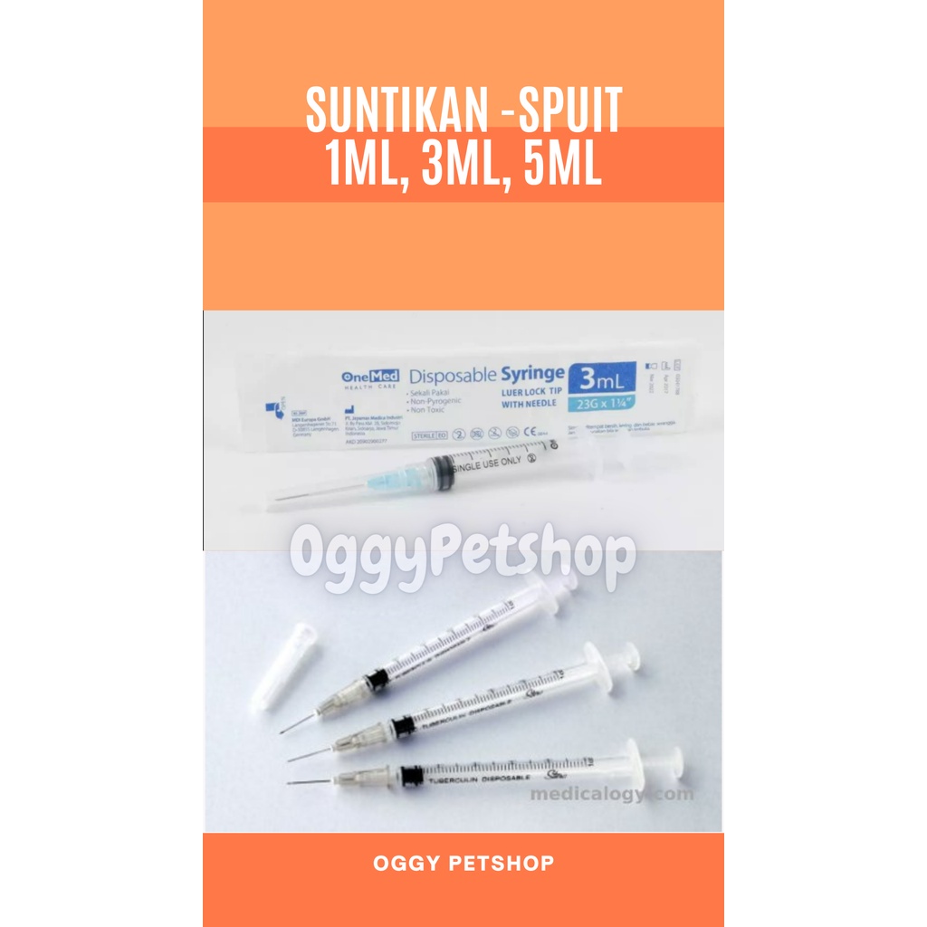 Suntikan ukuran 1ml/ 3ml/ 5ml - Alat bantu minum obat kucing dan anjing