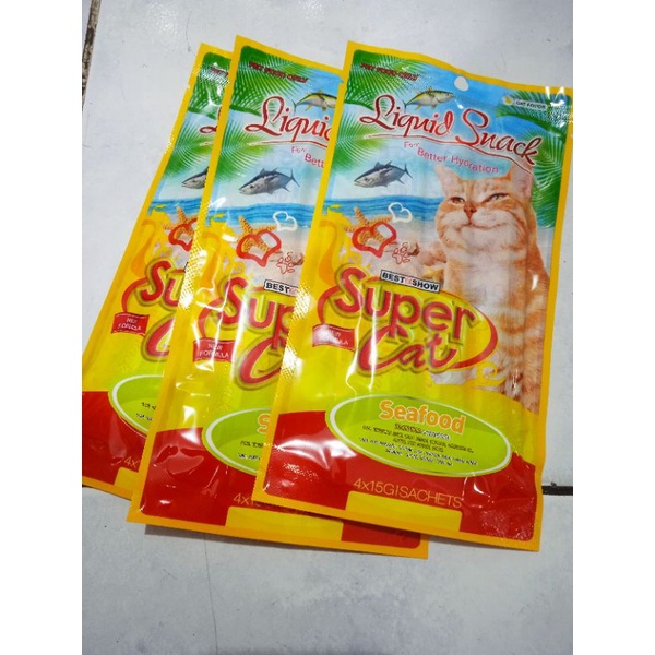 SUPER CAT LIQUIT SNACK 60gr ISI 4 SEAFOOD