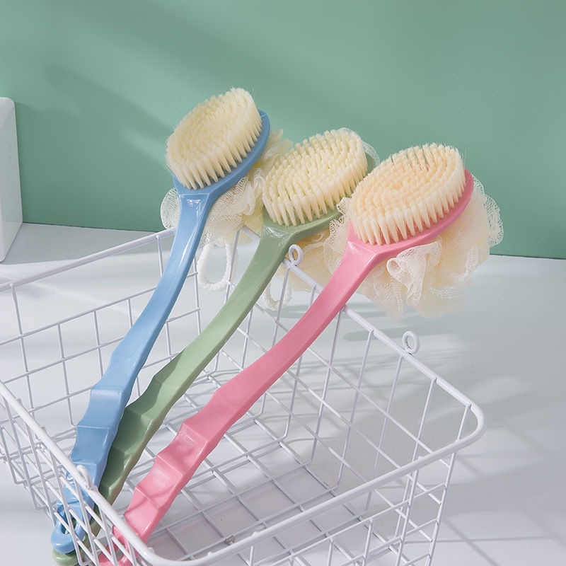 Grosir - H1022 Sikat Mandi Dua Sisi / Shower Puff + Sikat Gosok Punggung / Sikat Punggung Mandi / Bath Brush