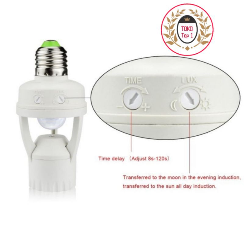 Smart Fitting E27 Lampu Bohlam Motion Sensor Gerak Otomatis Nyala