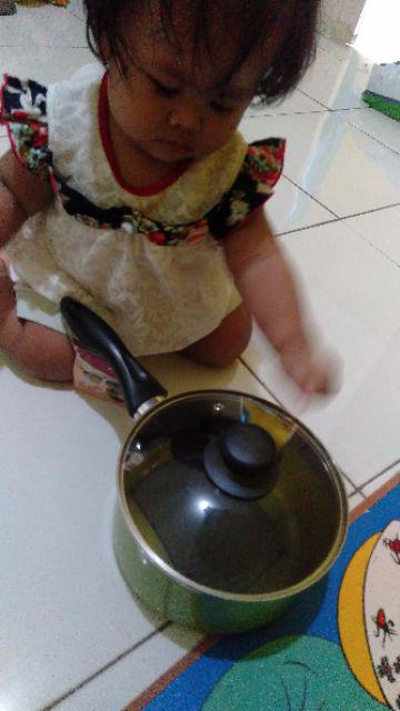 Kirin Saucepan 18cm Panci Susu + Tutup Kaca Sasando Series Hijau