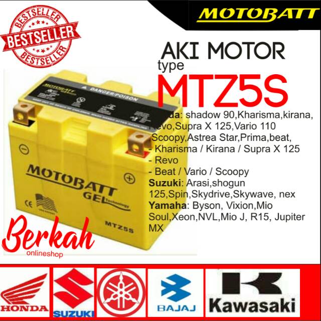 Jual Aki motor honda beat motobatt. 12 v . 4,5 ampere Indonesia|Shopee