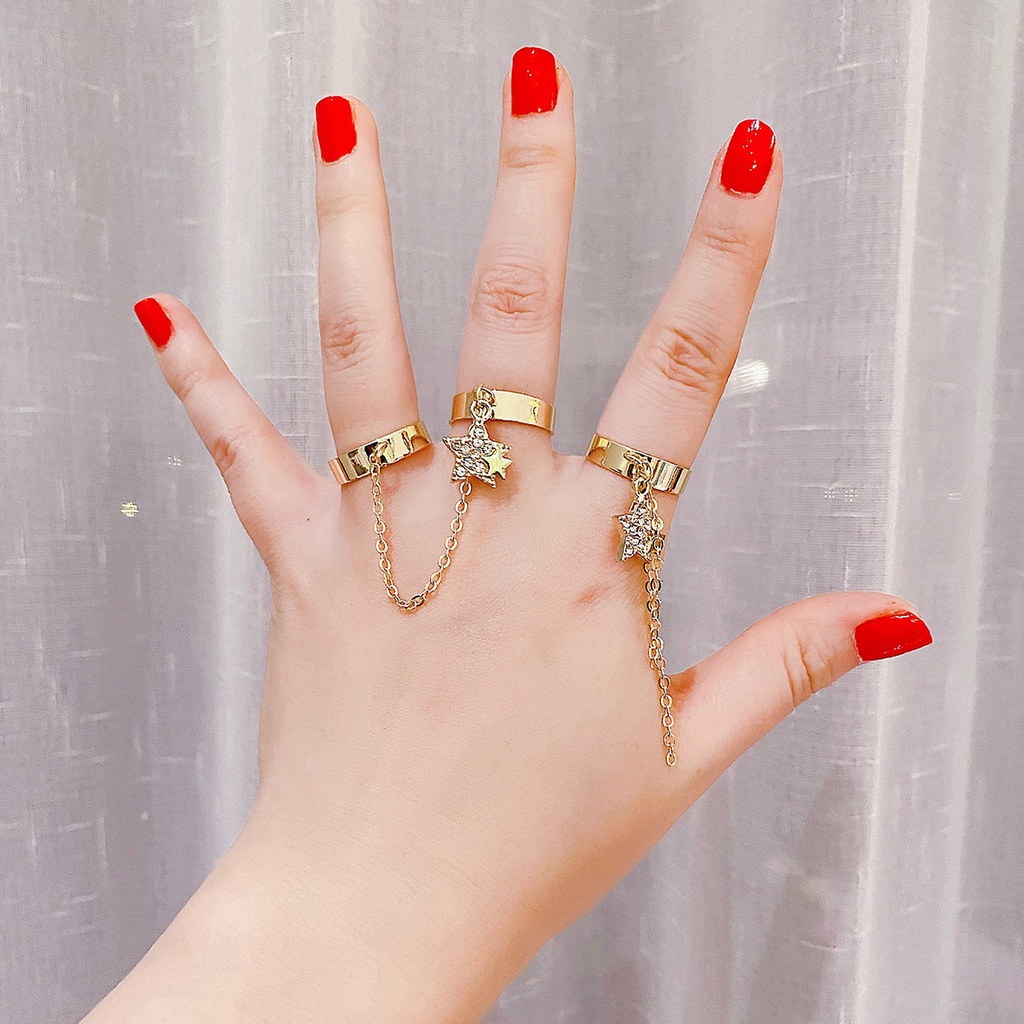 3pcs Cincin Jari Telunjuk Gaya retro Ukuran 8 / 7 Untuk Wanita