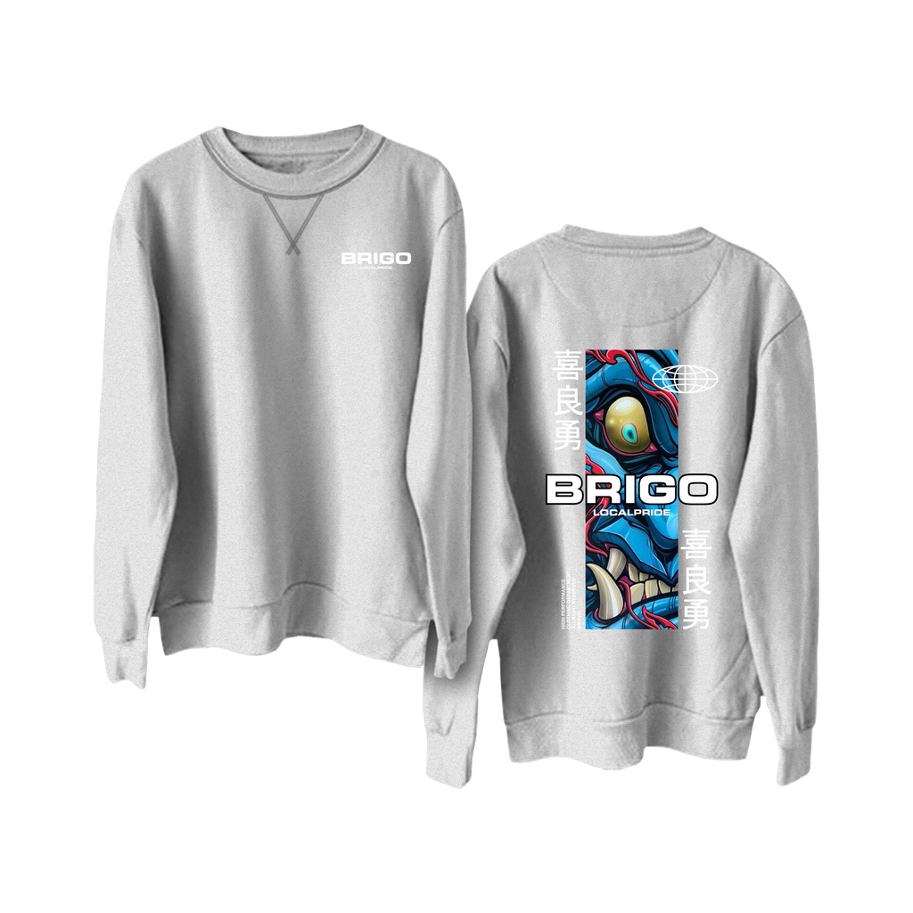 BRIGO Basic Sweatshirt  ONI II Sweater Crewneck BRIGO ONI Sablon DTF Fleece Cotton M-XXL (Pria &amp; Wanita) Free stiker&amp;Gantungan Kunci