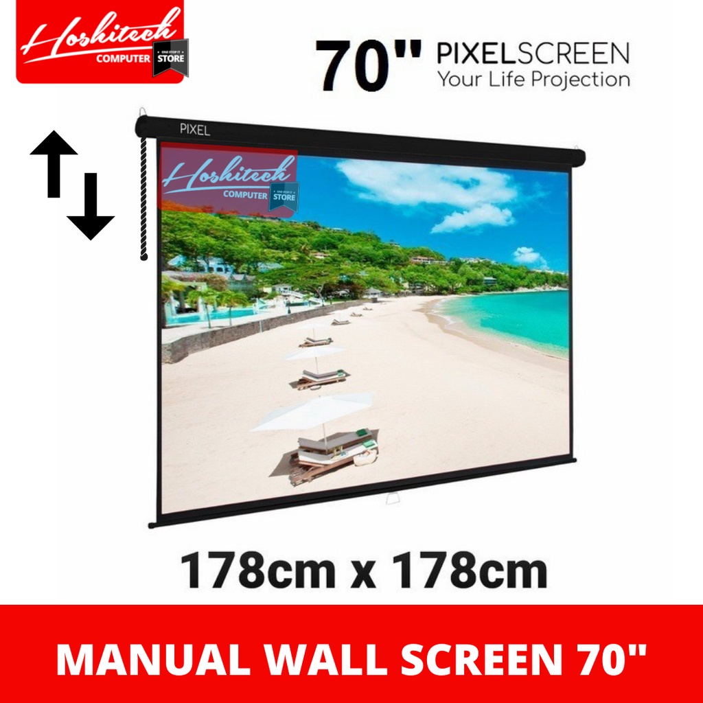 LAYAR PROYEKTOR 70&quot; INCH WALL / TRIPOD SCREEN PROJECTOR PIXEL #PROMO