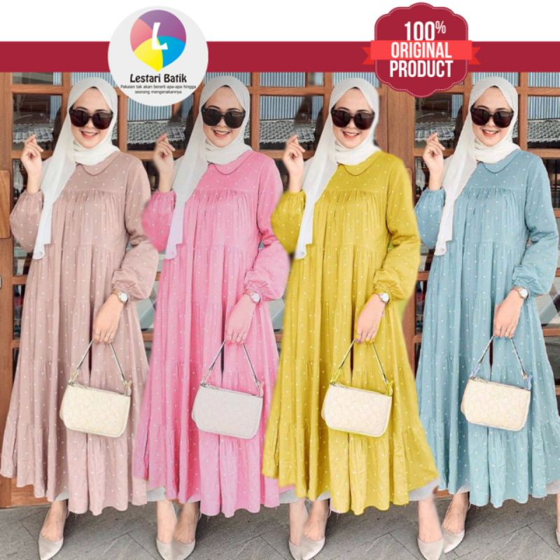 Gamis Polkadot * Gamis polka * Gamis Lebaran * Baju lebaran 2022 * Baju lebaran wanita * Baju lebara