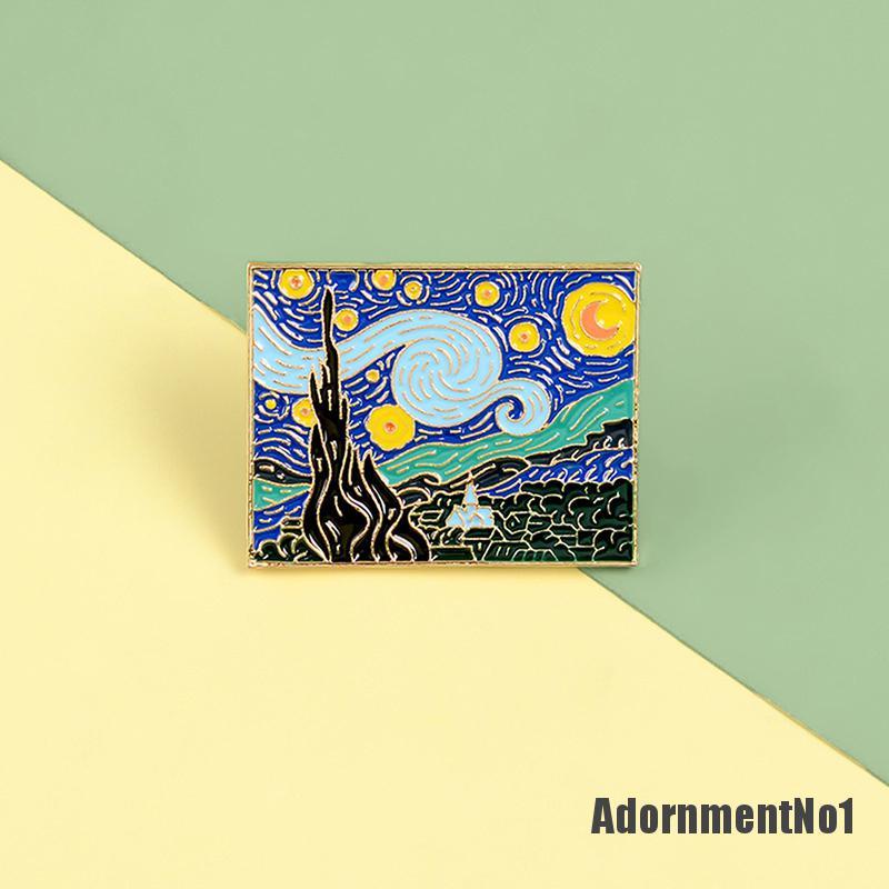 (Adornmentno1) Bros Pin Desain Lukisan Langit Berbintang Van Gogh 's Masterpiece Romantis